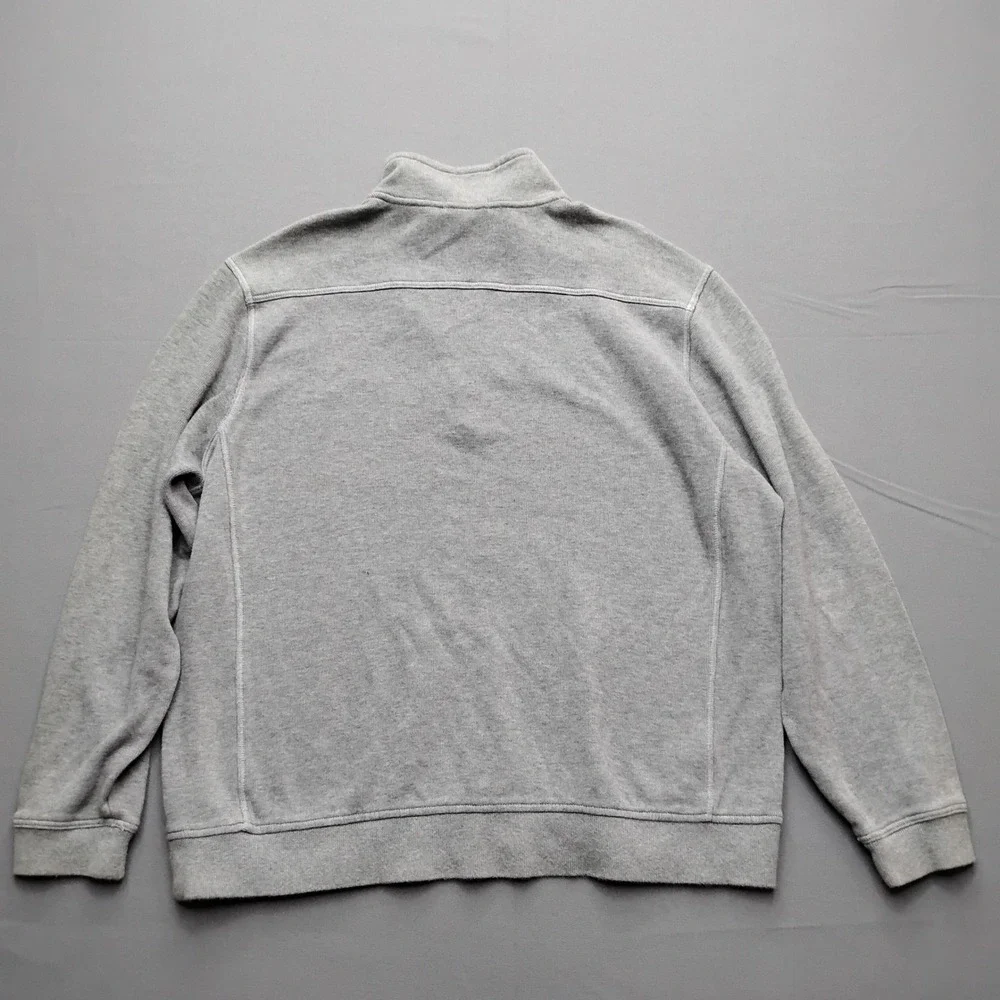 Tommy Bahama Relax Mens XL Grey Quarter Zip Pullover Marlin Logo Sweater